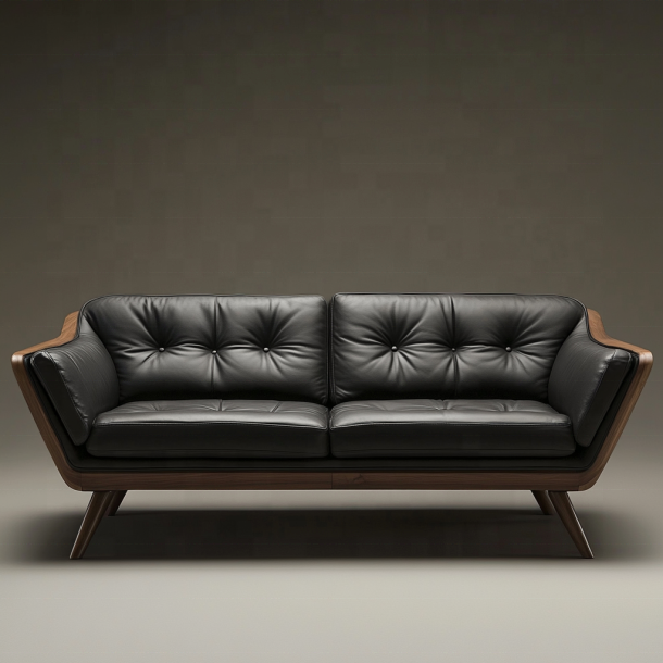 Elegant Wood Sectional Sofa End Italian Designer Modern Living Room Villa Set With Luxury Genuine Leather And Furniture 3