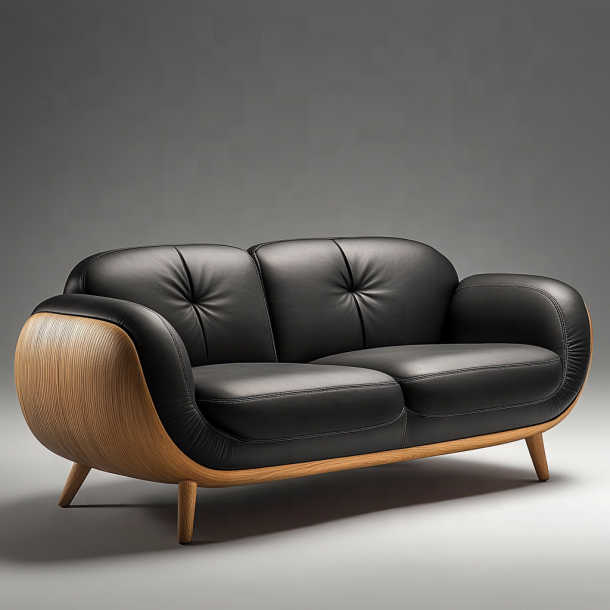 Elegant Wood Sectional Sofa End Italian Designer Modern Living Room Villa Set With Luxury Genuine Leather And Furniture 5